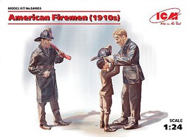 ICM American Firemen (1910s) (3) Plastic Model Figure Kit 1/24 Scale #24005