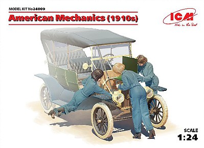 ICM American Female Mechanics 1910s (3) (New Tool) Plastic Model Figure Kit 1/24 Scale #24009