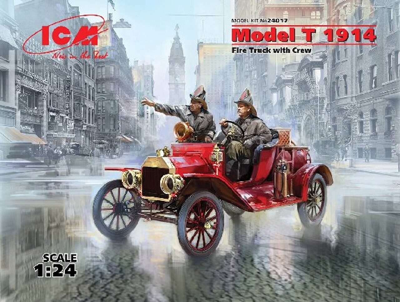 ICM Model T 1914 Fire Truck w/crew Plastic Model Car Kit 1/24 Scale #24017
