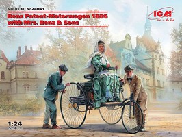 ICM 1886 Benz Patent Motorwagen with Mrs. Benz & 2 Sons Plastic Model Car Kit 1/24 Scale #24041