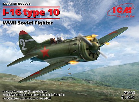 ICM WWII Soviet I16 Type 10 Fighter Plastic Model Airplane Kit 1/32 Scale #32004