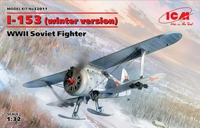 ICM I153 Chaika Biplane with Skis Fighter (winter) Plastic Model Airplane Kit 1/32 Scale #32011