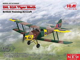 ICM DH82A Tiger Moth British Training Aircraft Plastic Model Airplane Kit 1/32 Scale #32035