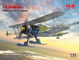 ICM WWII Swedish J8 Gladiator Fighter with Skis Plastic Model Airplane Kit 1/32 Scale #32044