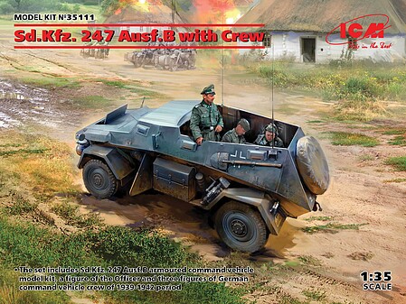 ICM Sd.Kfz.247 Ausf/B with crew WWII Plastic Model Military Vehicle Kit 1/35 Scale #35111