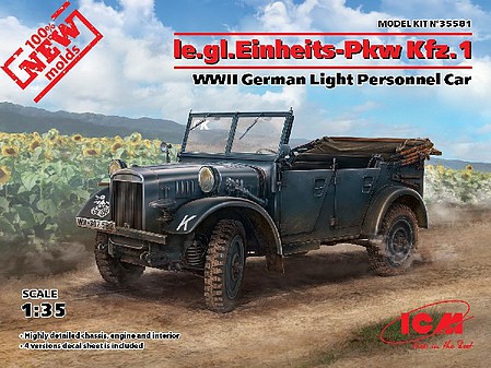 ICM WWII German le.gl.Pkw Kfz1 LP Car Plastic Model Military Vehicle Kit 1/35 #35581