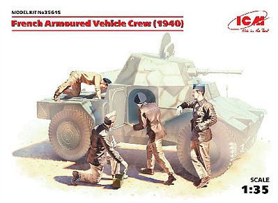 ICM French Armored Vehicle Crew 1940 Plastic Model Military Figure Kit 1/35 Scale #35615