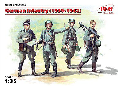 ICM WWII German Infantry (4) 1939-41 (New Tool) Plastic Model Military Figure Kit 1/35 #35639