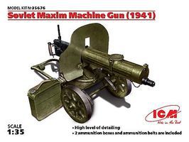 ICM Soviet Maxim Machine Gun 1941 Plastic Model Military Vehicle 1/35 Scale #35676