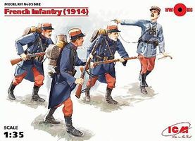 ICM French Infantry 1914 (4) (New Tool) Plastic Model Military Figure 1/35 Scale #35682