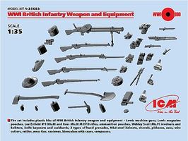 ICM WWI British Infantry Weapons & Equipment (New Tool) Plastic Model Weapon 1/35 #35683