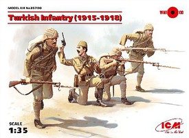 ICM WWI Turkish Infantry 1915-1918 (4) Plastic Model Military Figure Kit 1/35 Scale #35700