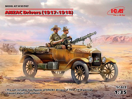 ICM ANZAC Drivers 1917-1918 (2) (New Tool) Plastic Model Military Figure Kit 1/35 Scale #35707