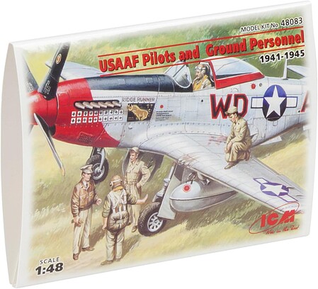 ICM USAAF Pilots and Ground Personel Plastic Model Military Figure 1/48 Scale #48083