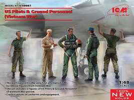 ICM US Pilots & Ground Personnel Vietnam War (5) Plastic Model Figure Kit 1/48 Scale #48087