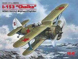 ICM WWII Soviet I153 Chaika Biplane Fighter Plastic Model Airplane Kit 1/48 Scale #48095