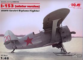 ICM I153 WWII Soviet BiPlane Fighter (Winter) Plastic Model Airplane Kit 1/48 Scale #48096