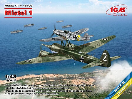ICM WWII German Mistel 1 Composite Aircraft Plastic Model Airplane Kit 1/48 Scale #48100
