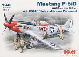 ICM Mustang P-51D U.S. Pilots and Techs Plastic Model Airplane Kit 1/48 Scale #48153