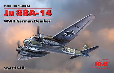 ICM WWII German Ju88A14 Bomber Plastic Model Airplane Kit 1/48 Scale #48234