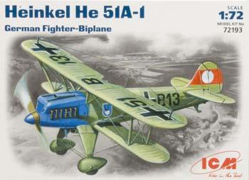 ICM Heinkel He51A1 Fighter Plastic Model Airplane Kit 1/72 Scale #72193
