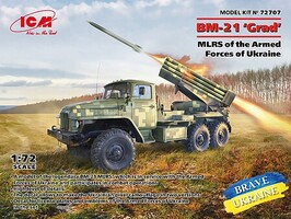 ICM BM21 Grad MLRS of the Armed Forces of Ukraine Plastic Model Vehicle Kit 1/72 Scale #72707