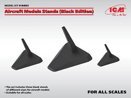 ICM Aircraft Black Display Stands for 1/144, 1/72, 1/48, 1/32 (3) (JUN)