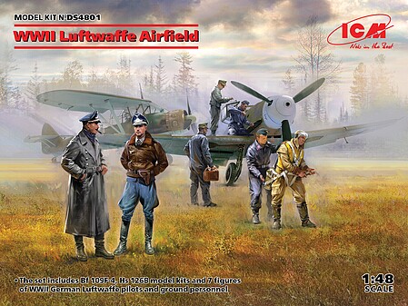 ICM WWII Luftwaffe Airfield Diorama (2 piece) Plastic Model Airplane Kit 1/48 Scale #ds4801