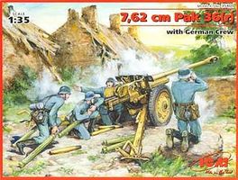 ICM Pak 36(r)7.62cm ATG & German Crew Plastic Model Artillery Kit 1/35 Scale #35801