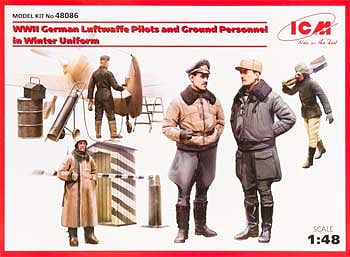 ICM Luftwaffe Pilots/Personnel Plastic Model Military Figure 1/48 Scale #48086