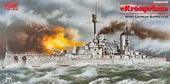 Icm Maquette Bateau S.016 Kronprinz Cuirassé Allemand  Full Hull Waterline Wwi 1700 4823044404551