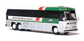 Iconic-Replicas 1984 MCI MC-9 Motorcoach Bus Assembled Greyhound de Mexico (silver, white, green, red)