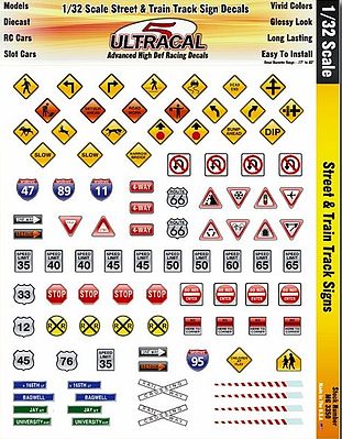 Innovative 1/32 UltraCal Hi-Def Decals- Street & Train Track Signs Slot Car Decal #3350