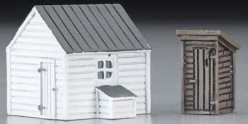 Imex Outhouse & Garage Assembled Perma-Scene N Scale Model Railroad Building #6338