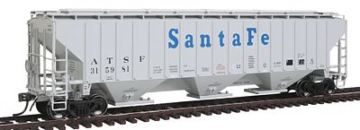 Intermountain PS2CD 4750 Cubic Foot 3-Bay Covered Hopper ATSF HO Scale Model Train Freight Car #45387