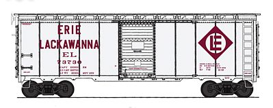 Intermountain Post-War 10 Inside-Height 40 Boxcar Erie-Lackawanna HO Scale Model Train Freight Car #45783