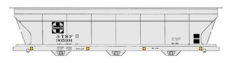 Intermountain ACF 4650 Cubic Foot 3-Bay Covered Hopper - Ready to Run Santa Fe (gray, black, Square Logo, Class Ga-150)
