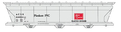 Intermountain ACF 4650 Cubic Foot 3-Bay Covered Hopper - Ready to Run Allied Chemical - Plaskon PVC ACSX (gray, red, black)