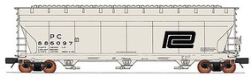 Intermountain ACF 4650 Cubic Foot 3-Bay Covered Hopper Ready to Run Penn Central (1969, gray, black, Large Worms Logo)