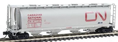 Intermountain 59 4-Bay Cylindrical Covered Hopper w/Round Hatches - Ready to Run Canadian National (gray, red, Large Noodle Logo) - N-Scale
