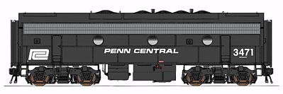 Intermountain EMD F7B Standard DC Penn Central (black, white) N Scale Model Train Diesel Locomotive #69782