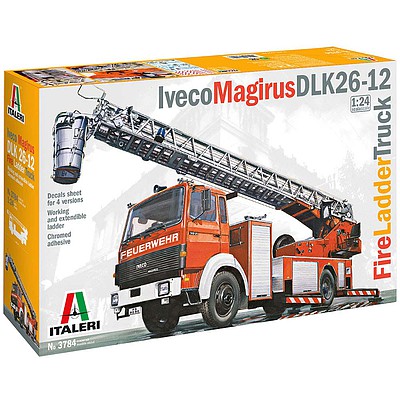 Italeri Iveco-Magirus DLK 23-12 Fire Ladder Truck Plastic Model Truck Kit 1/24 Scale #3784s