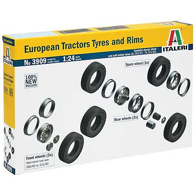 Italeri European Tractor Tires and Rims Plastic Model Tire Wheel 1/24 Scale #3909s