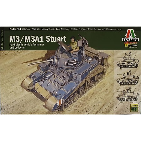 Italeri M3 Stuart Light Tank Plastic Model Military Vehicle Kit 1/56 Scale #5515761