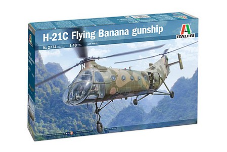 Italeri H21C Shawnee Banana Gunship Helicopter Plastic Model Helicopter Kit 1/48 Scale #552774
