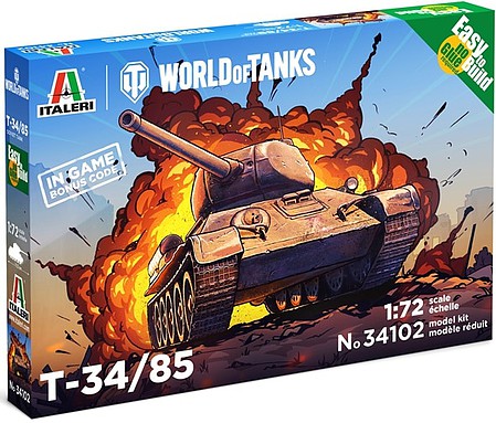 Italeri World of Tanks-T-34/85 Plastic Model Military Vehicle Kit 1/72 Scale #5534102