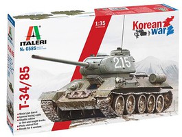 Italeri 1/35 T34/85 Tank Korean War Plastic Model Military Vehicle Kit 1/35 Scale #556585