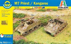 Italeri M7 Priest 105mm/Kangaroo (2pcs) Plastic Model Military Vehicle Kit 1/72 Scale #557513