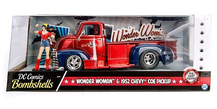 Jada-Toys 1/24 1952 Chevy COE Pickup Truck w/Wonder Woman Figure