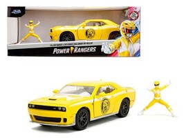 Jada-Toys Power Rangers 2015 Dodge Challenger Hellcat w/Yellow Ranger Figure